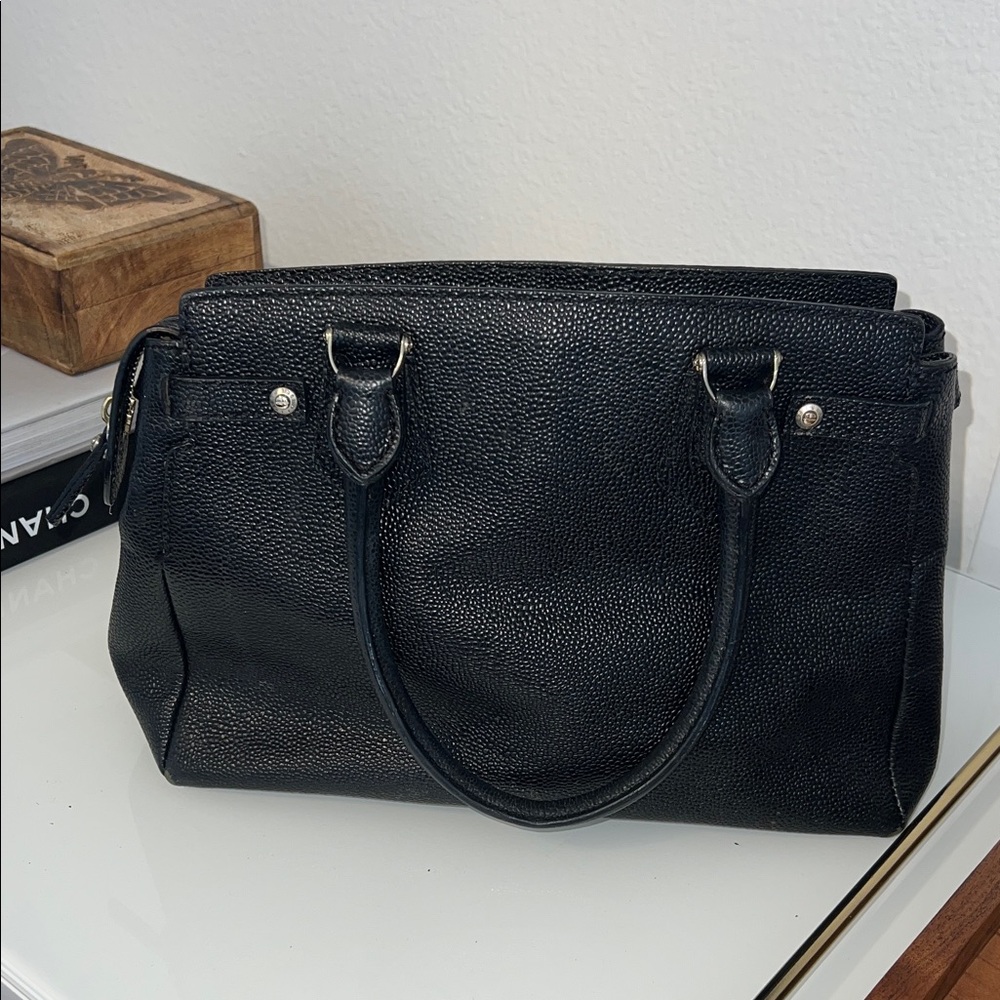 Henri Bendel Black Satchel with Gold Accents - Picture 5 of 6